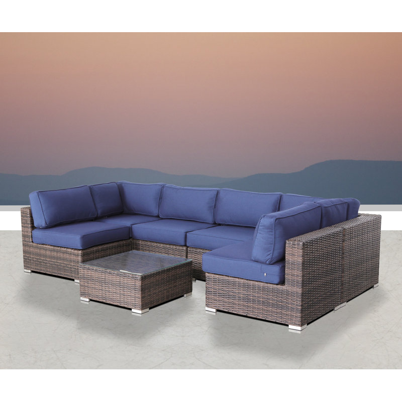 LivingSourceInternational Fully Assembled 7 Piece Rattan Sectional